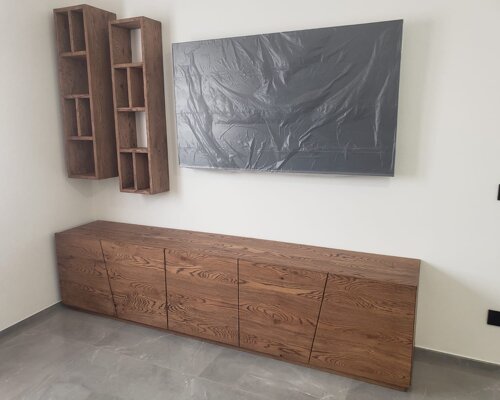 parete living in legno massello spazzolato venato a cusago milano